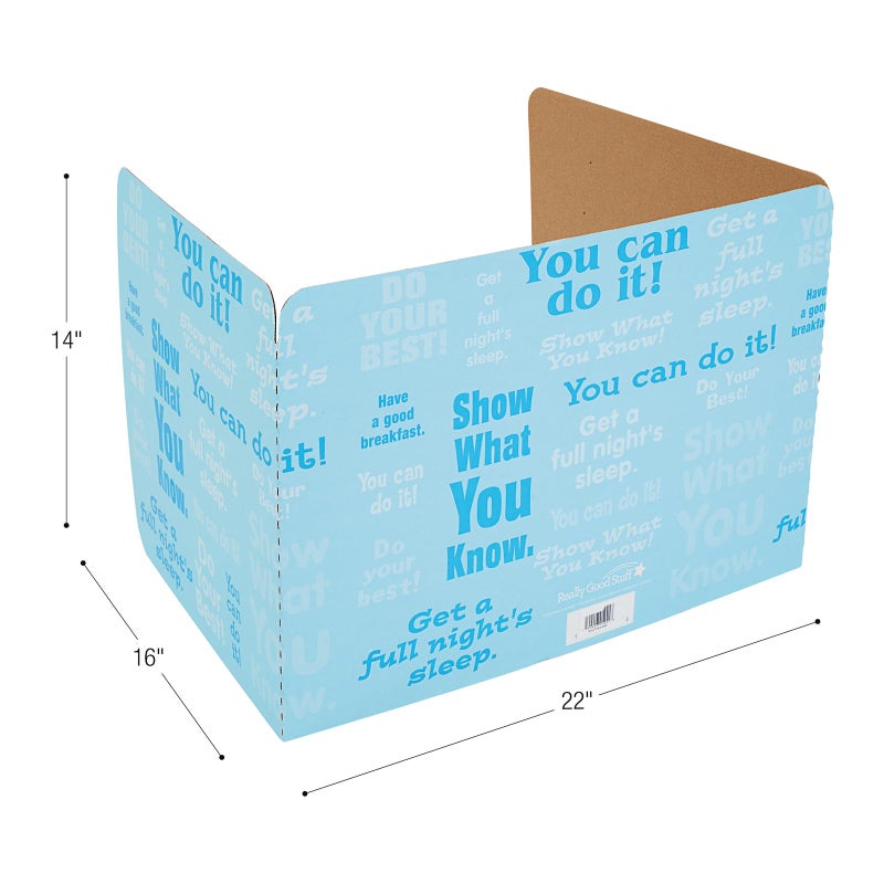 Really Good Stuff Privacy Shields for Student's Desks - 14"H x 22"W x 16"D - Blue Desk Dividers with Motivational Messages (Set of 12) - Image 4